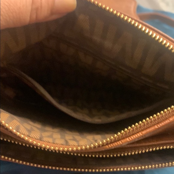 Brown Leather Crossbody Bag with Monogrammed Pattern NWOT - Picture 5 of 10